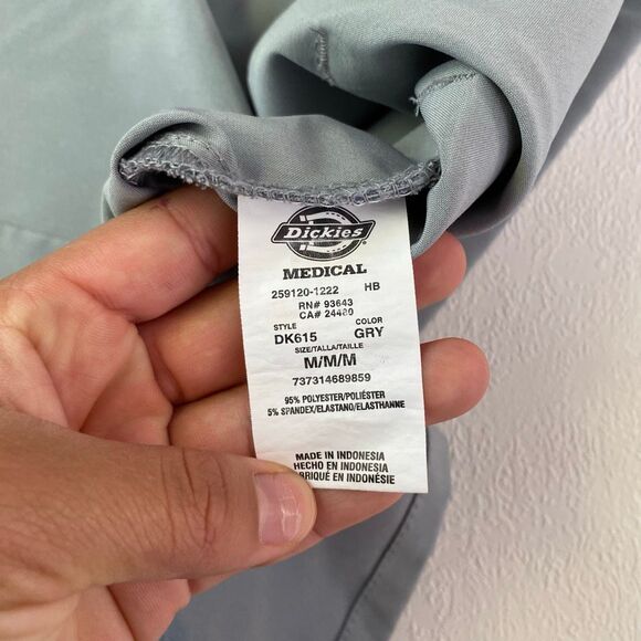 Dickies EDS Essentials Gray Scrub Set Size M Stretch Medical Uniform Top & Pants - Picture 8 of 16